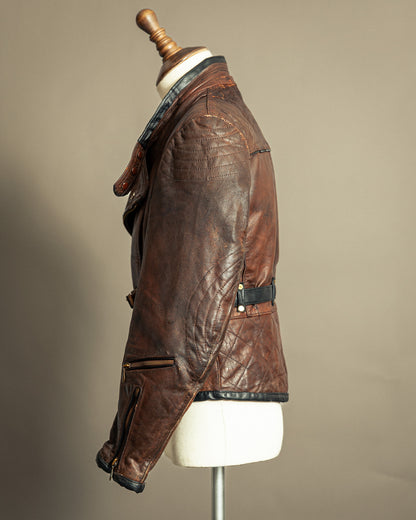 Vintage 1940s German Zipp Leather Motorcycle Jacket Small (38-40)