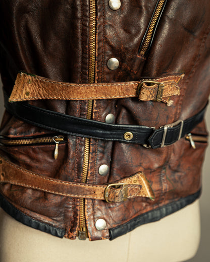 Vintage 1940s German Zipp Leather Motorcycle Jacket Small (38-40)
