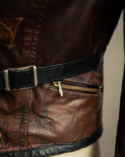 Vintage 1940s German Zipp Leather Motorcycle Jacket Small (38-40)