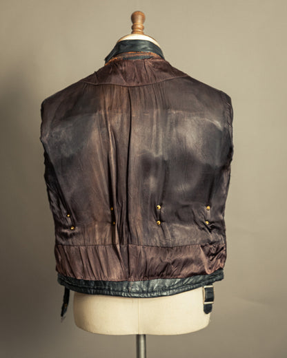 Vintage 1940s German Zipp Leather Motorcycle Jacket Small (38-40)