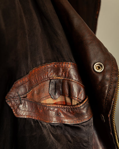 Vintage 1940s German Zipp Leather Motorcycle Jacket Small (38-40)