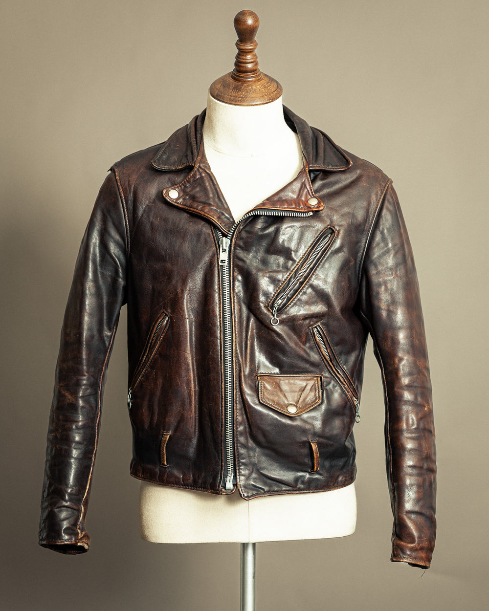 Schott Perfecto 619 – 1970s Hand-Oiled Brown Naked Cowhide (40)