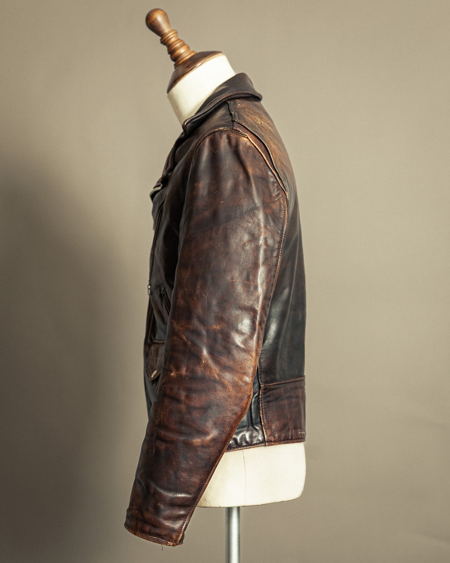 Schott Perfecto 619 – 1970s Hand-Oiled Brown Naked Cowhide (40)