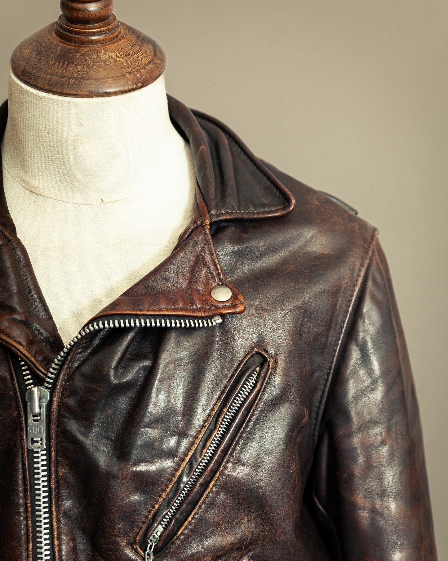 Schott Perfecto 619 – 1970s Hand-Oiled Brown Naked Cowhide (40)