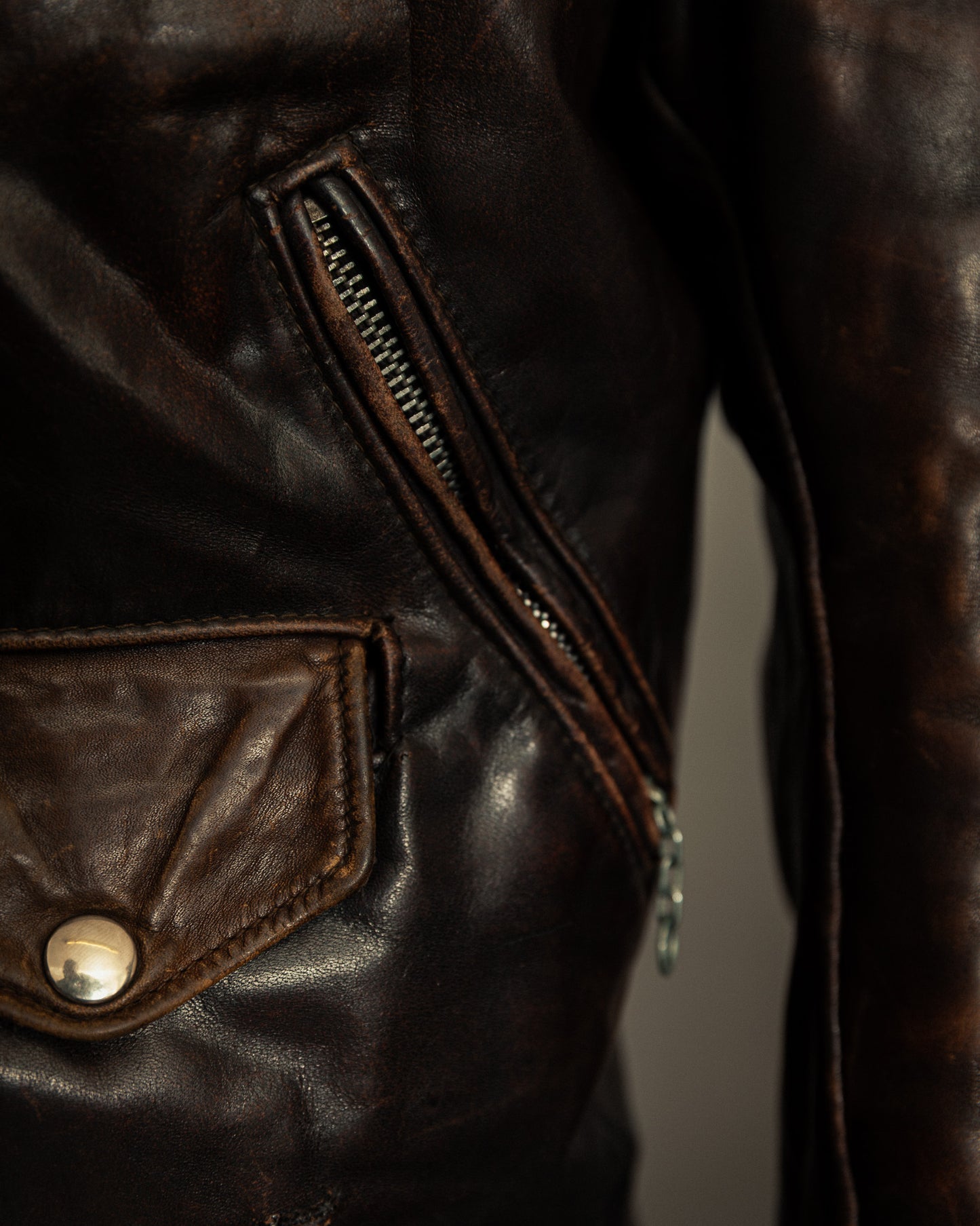 Schott Perfecto 619 – 1970s Hand-Oiled Brown Naked Cowhide (40)
