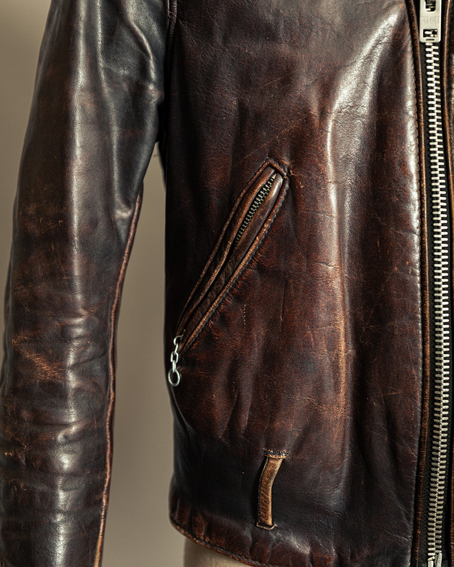 Schott Perfecto 619 – 1970s Hand-Oiled Brown Naked Cowhide (40)
