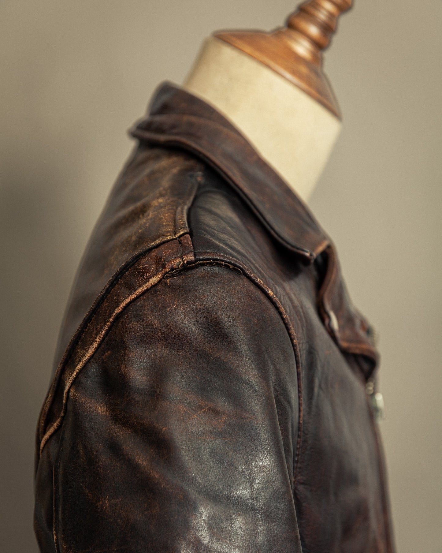 Schott Perfecto 619 – 1970s Hand-Oiled Brown Naked Cowhide (40)