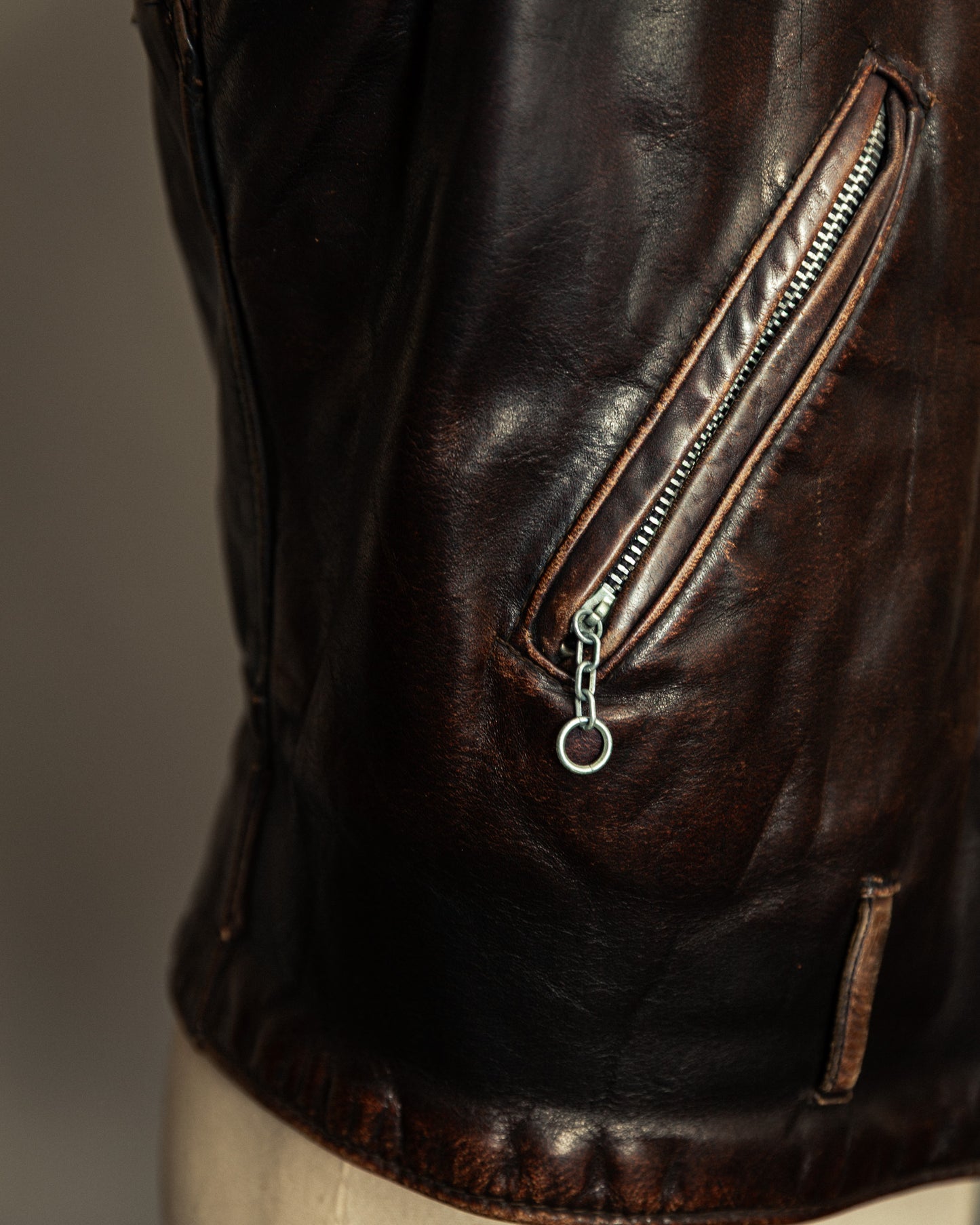 Schott Perfecto 619 – 1970s Hand-Oiled Brown Naked Cowhide (40)