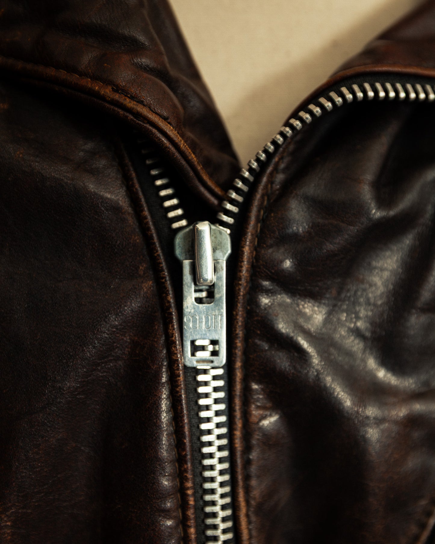 Schott Perfecto 619 – 1970s Hand-Oiled Brown Naked Cowhide (40)