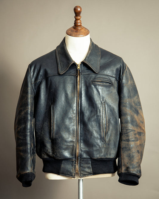Vintage 1940s French Leather Aviator Blouson Jacket Large (44)