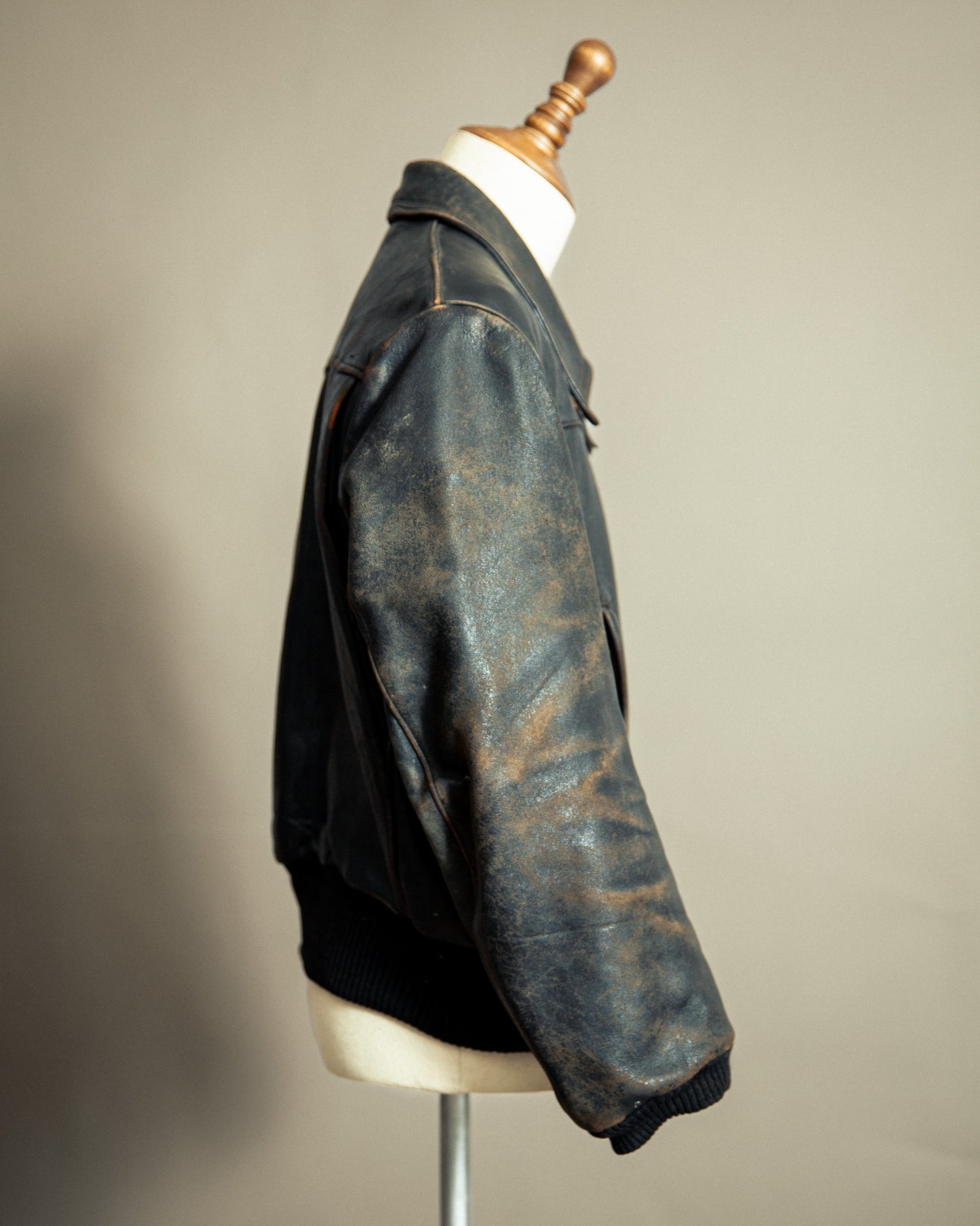 Vintage 1940s French Leather Aviator Blouson Jacket Large (44)