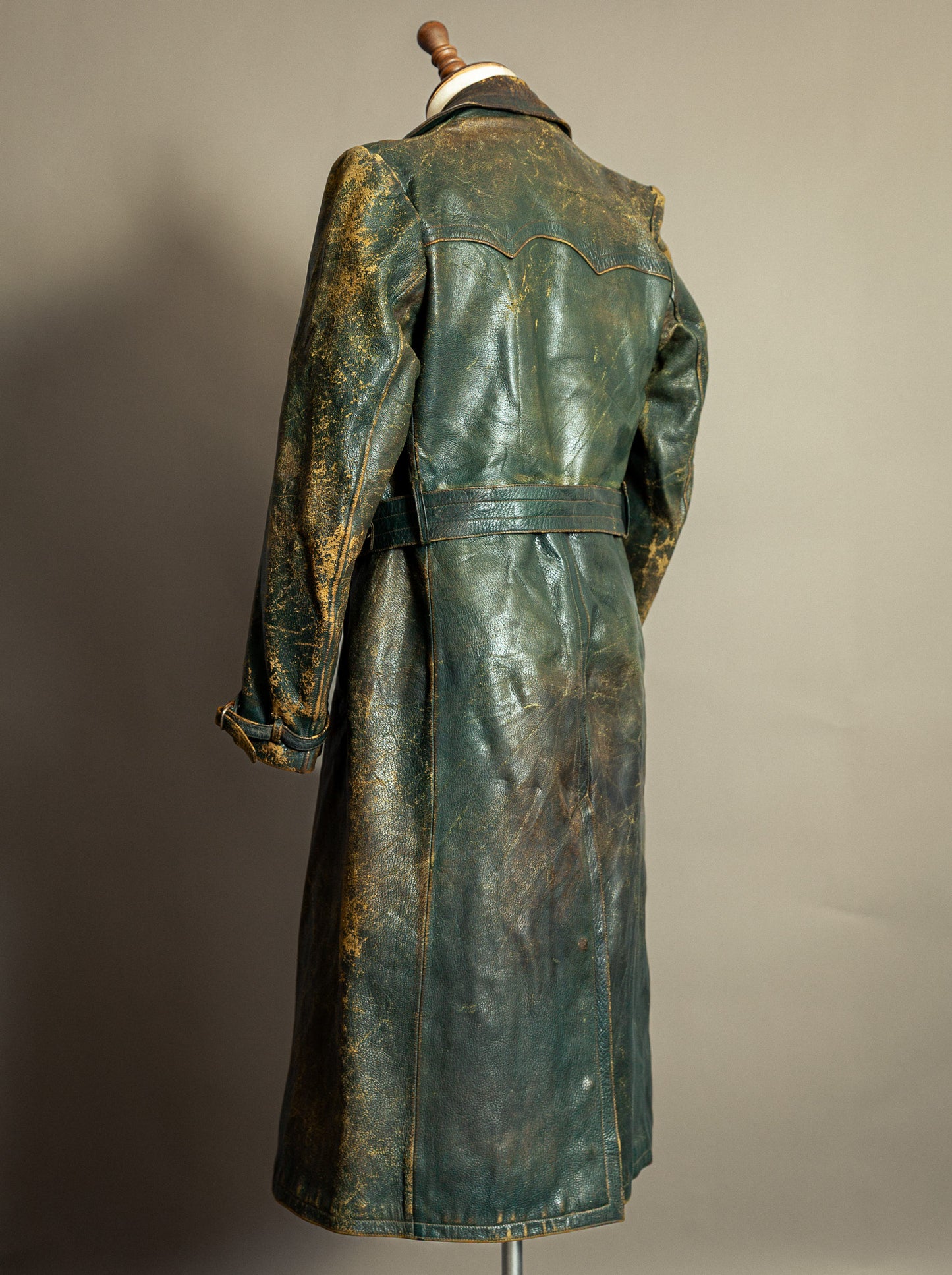 Vintage WW2 1940s German Goatskin Leather Trench Coat M (42)