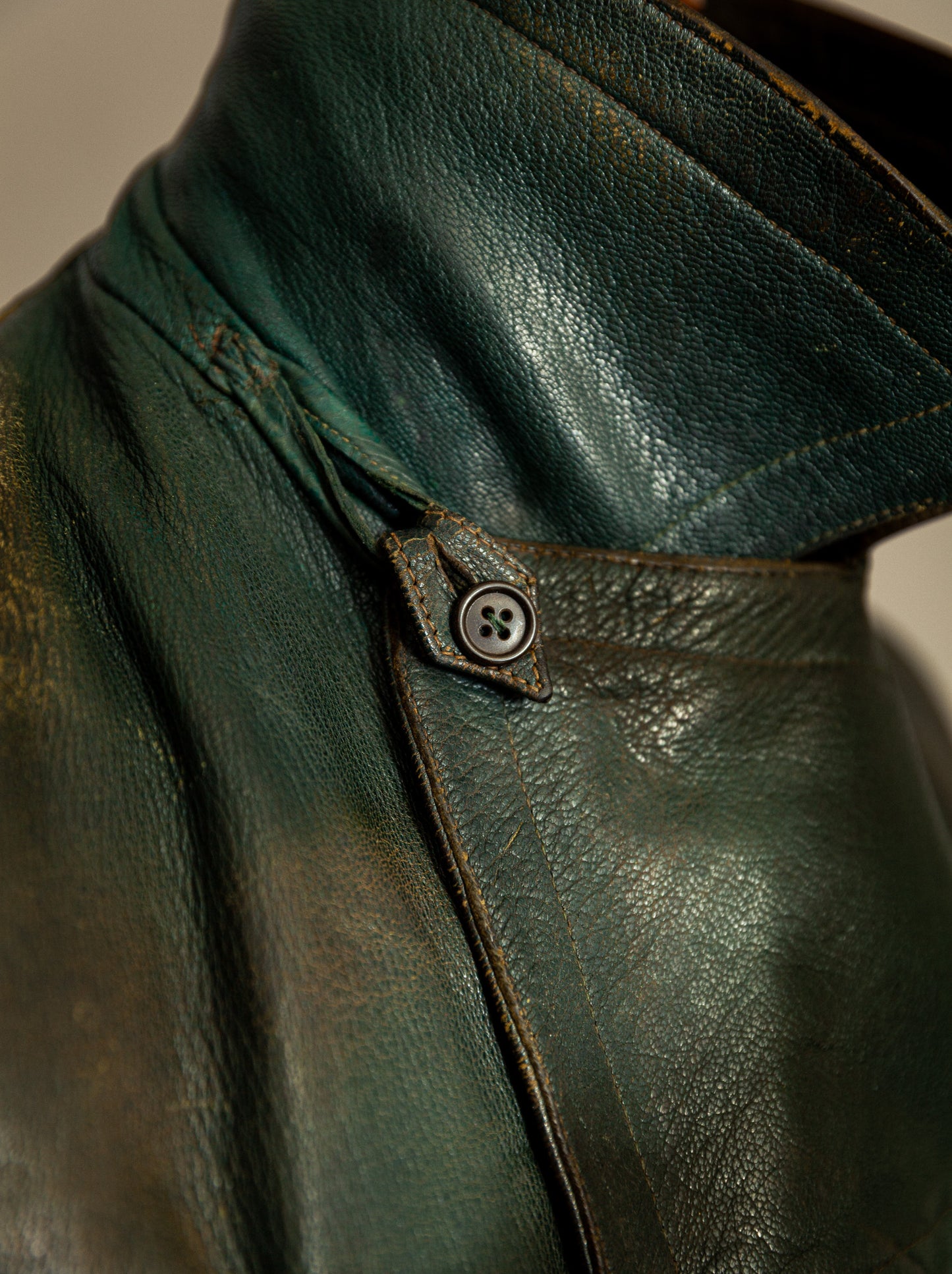 Vintage WW2 1940s German Goatskin Leather Trench Coat M (42)