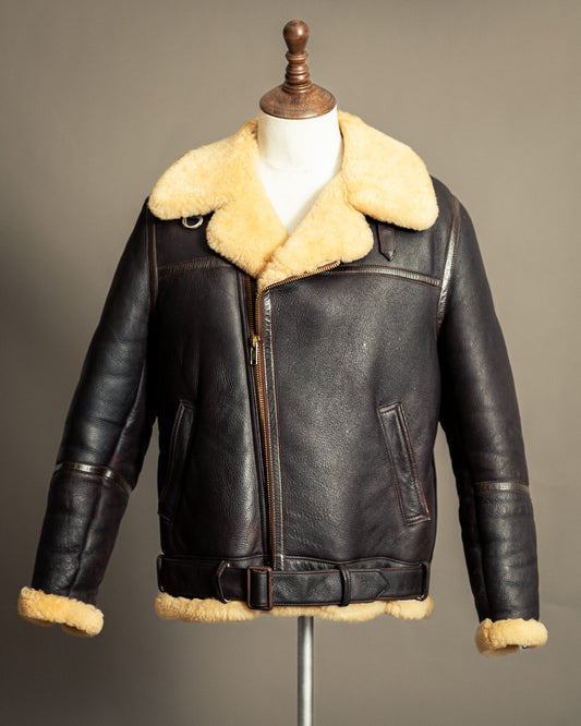 Vintage 1980s Sheepskin Shearling Flying Jacket Medium (42)