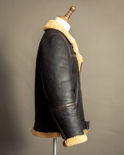 Vintage 1980s Sheepskin Shearling Flying Jacket Medium (42)