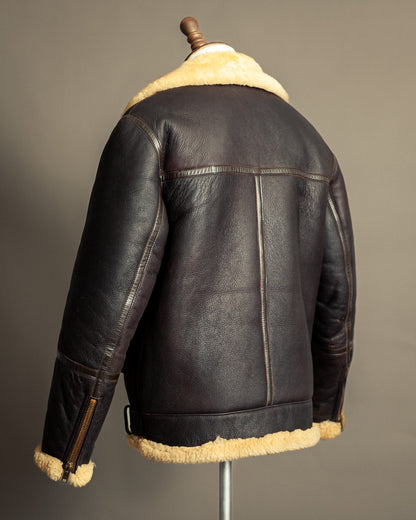 Vintage 1980s Sheepskin Shearling Flying Jacket Medium (42)