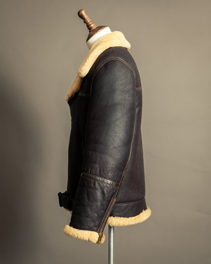 Vintage 1980s Sheepskin Shearling Flying Jacket Medium (42)