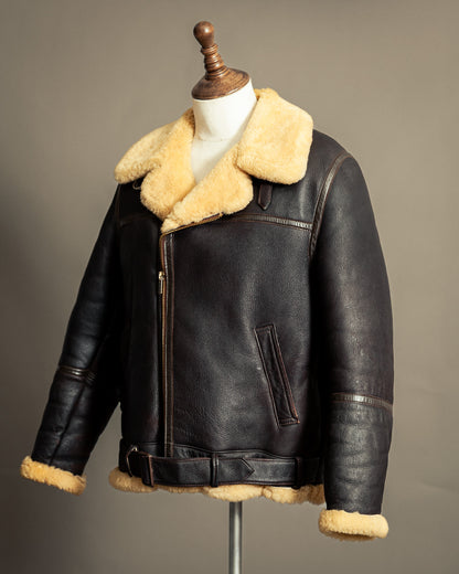 Vintage 1980s Sheepskin Shearling Flying Jacket Medium (42)
