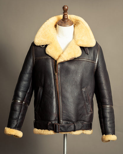 Vintage 1980s Sheepskin Shearling Flying Jacket Medium (42)