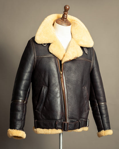 Vintage 1980s Sheepskin Shearling Flying Jacket Medium (42)