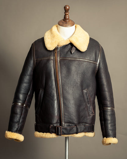 Vintage 1980s Sheepskin Shearling Flying Jacket Medium (42)