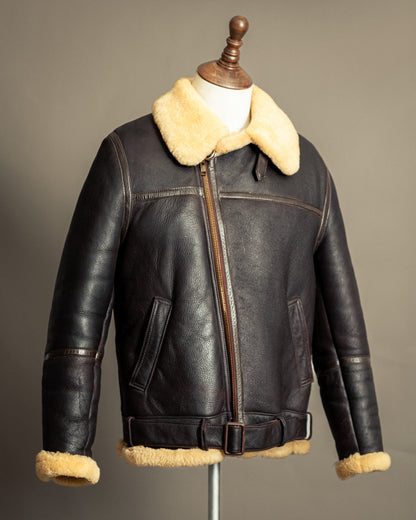 Vintage 1980s Sheepskin Shearling Flying Jacket Medium (42)