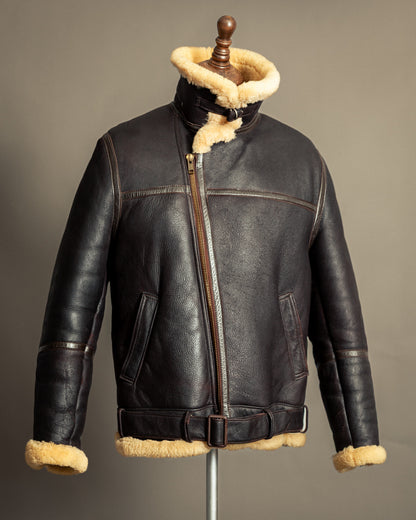 Vintage 1980s Sheepskin Shearling Flying Jacket Medium (42)