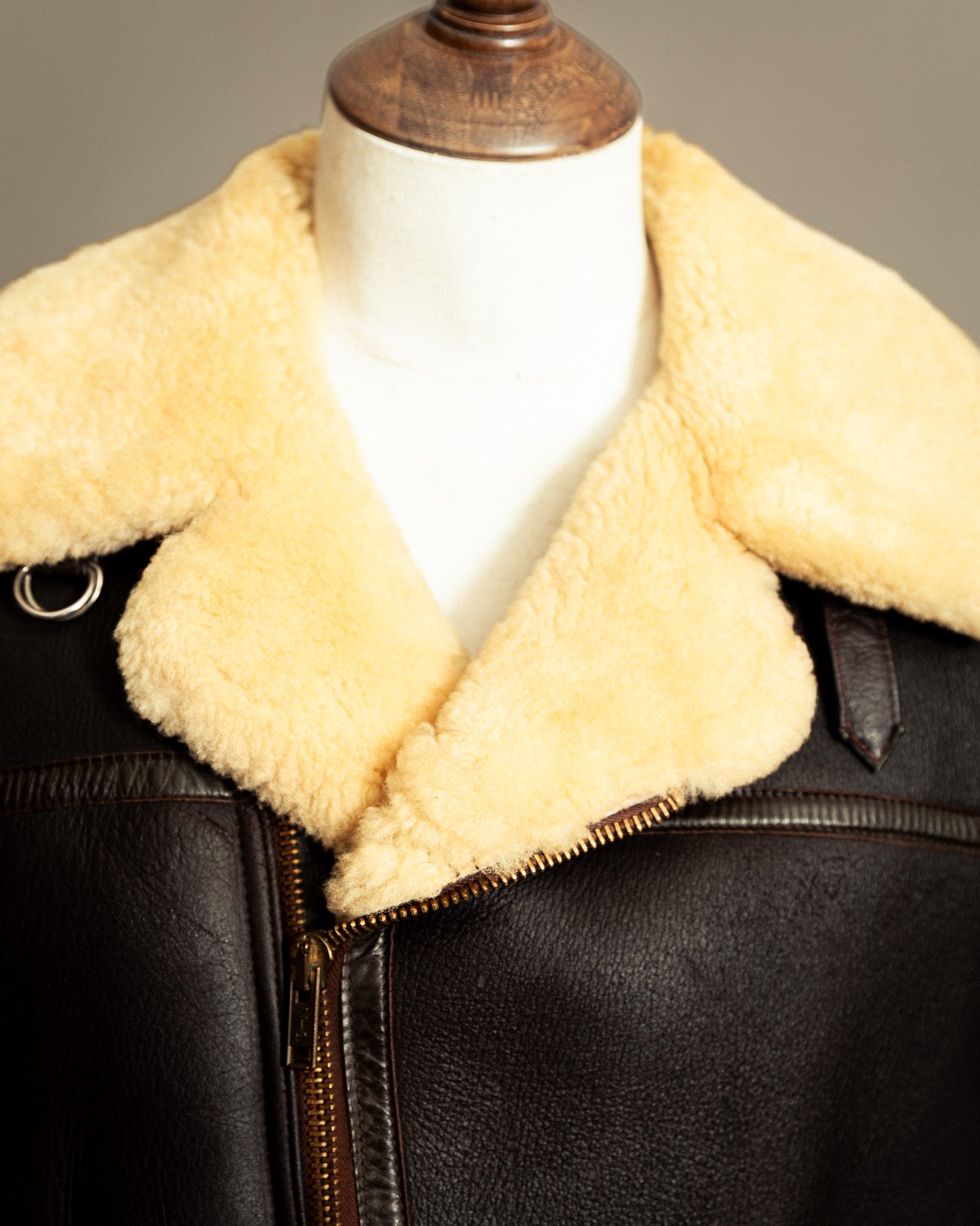 Vintage 1980s Sheepskin Shearling Flying Jacket Medium (42)