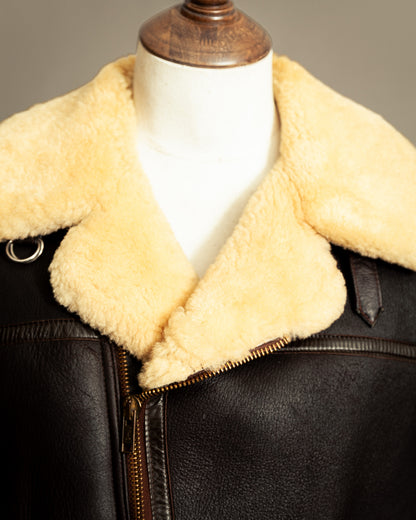 Vintage 1980s Sheepskin Shearling Flying Jacket Medium (42)