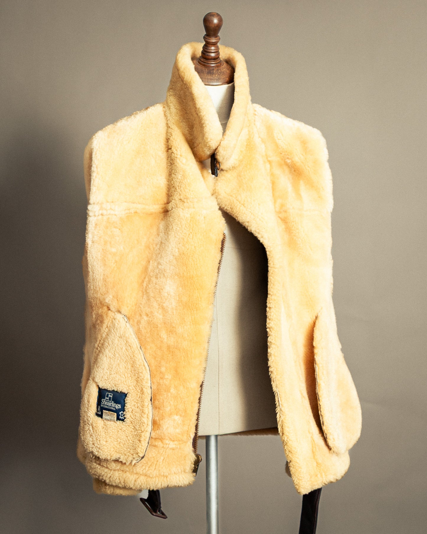 Vintage 1980s Sheepskin Shearling Flying Jacket Medium (42)