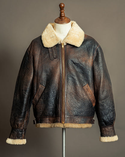 Vintage 1980s USAAF Sheepskin Flying Jacket (46, XL)