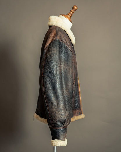 Vintage 1980s USAAF Sheepskin Flying Jacket (46, XL)
