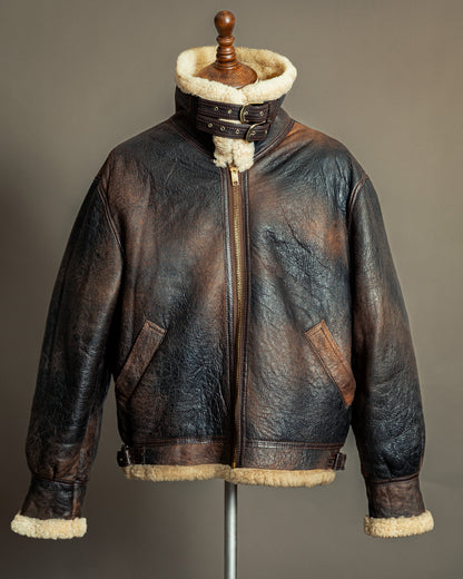 Vintage 1980s USAAF Sheepskin Flying Jacket (46, XL)