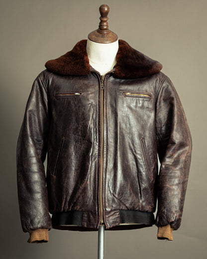 Vintage 1972 Japanese Air Force Leather Flight Jacket - Large (44)