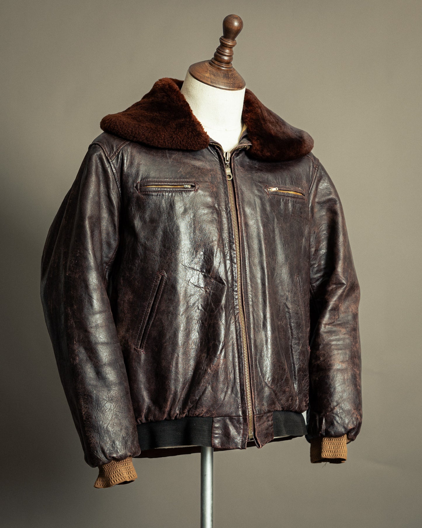 Vintage 1972 Japanese Air Force Leather Flight Jacket - Large (44)