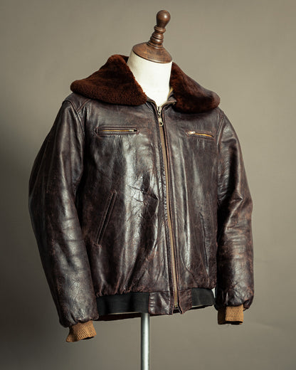 Vintage 1972 Japanese Air Force Leather Flight Jacket - Large (44)