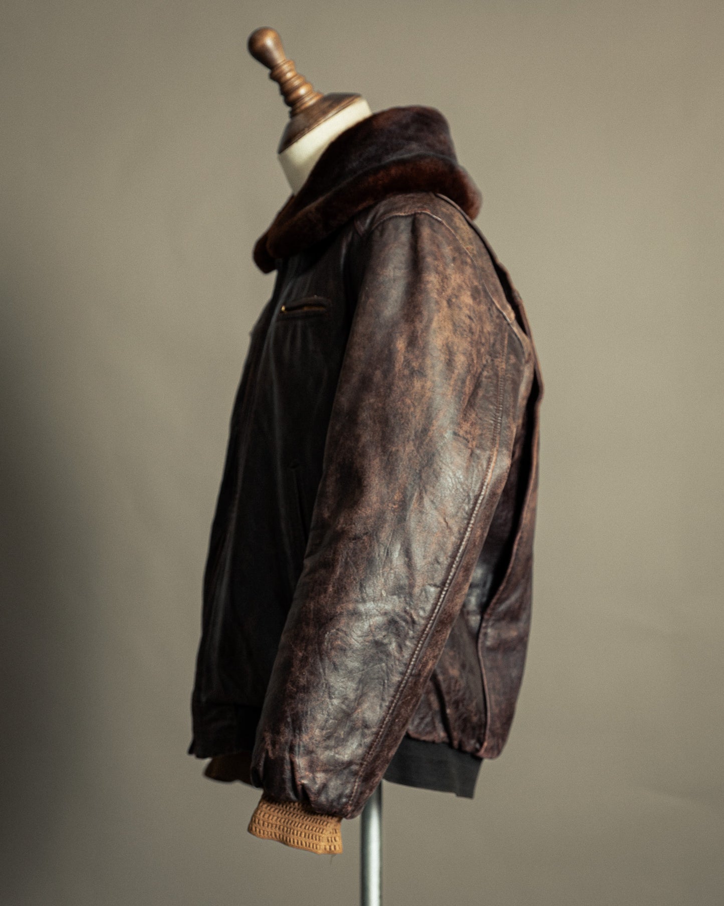 Vintage 1972 Japanese Air Force Leather Flight Jacket - Large (44)