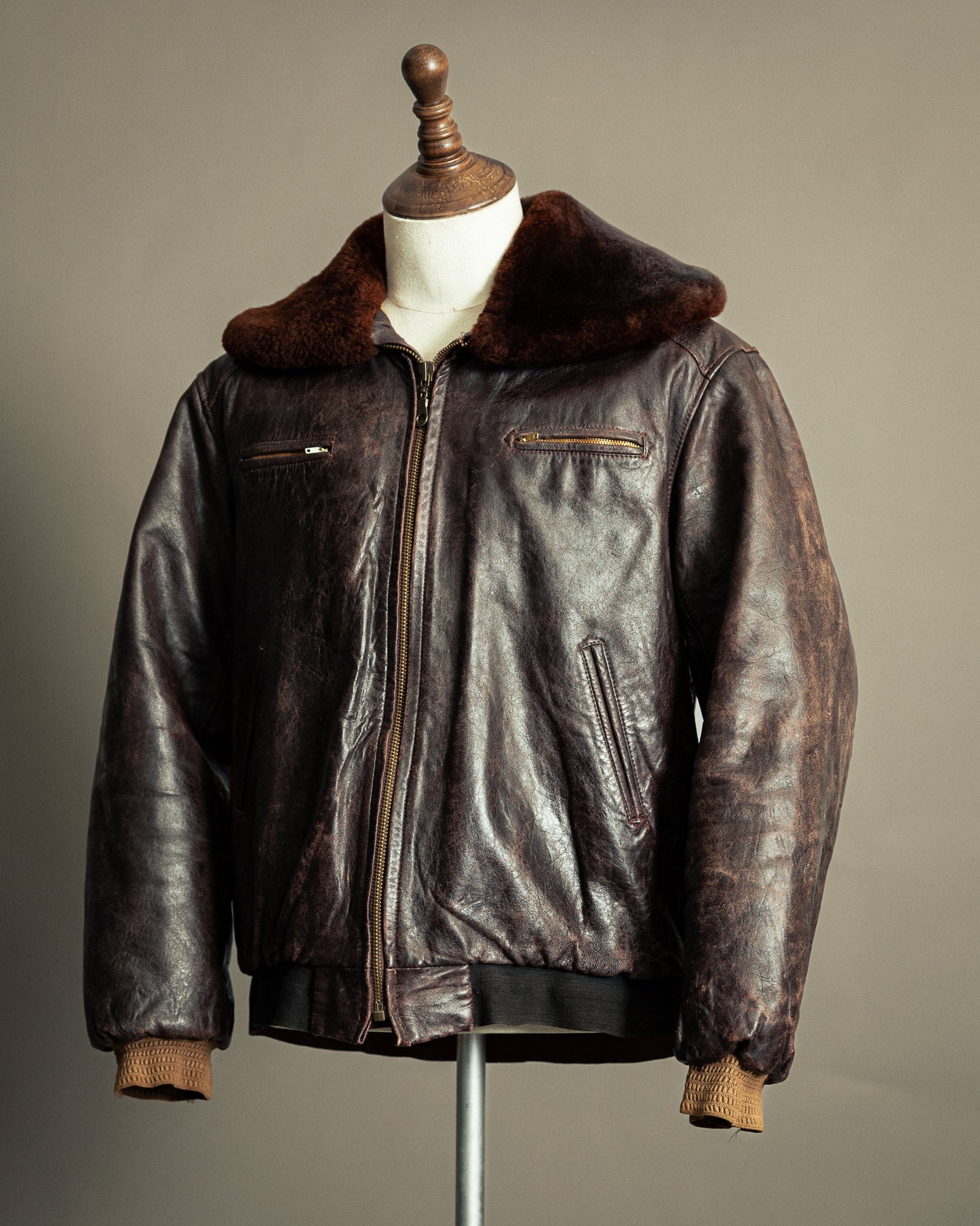 Vintage 1972 Japanese Air Force Leather Flight Jacket - Large (44)