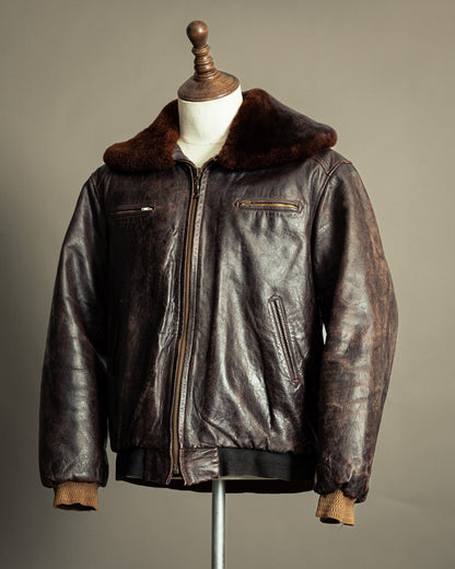 Vintage 1972 Japanese Air Force Leather Flight Jacket - Large (44)