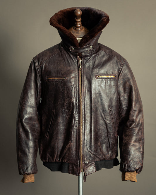Vintage 1972 Japanese Air Force Leather Flight Jacket - Large (44)
