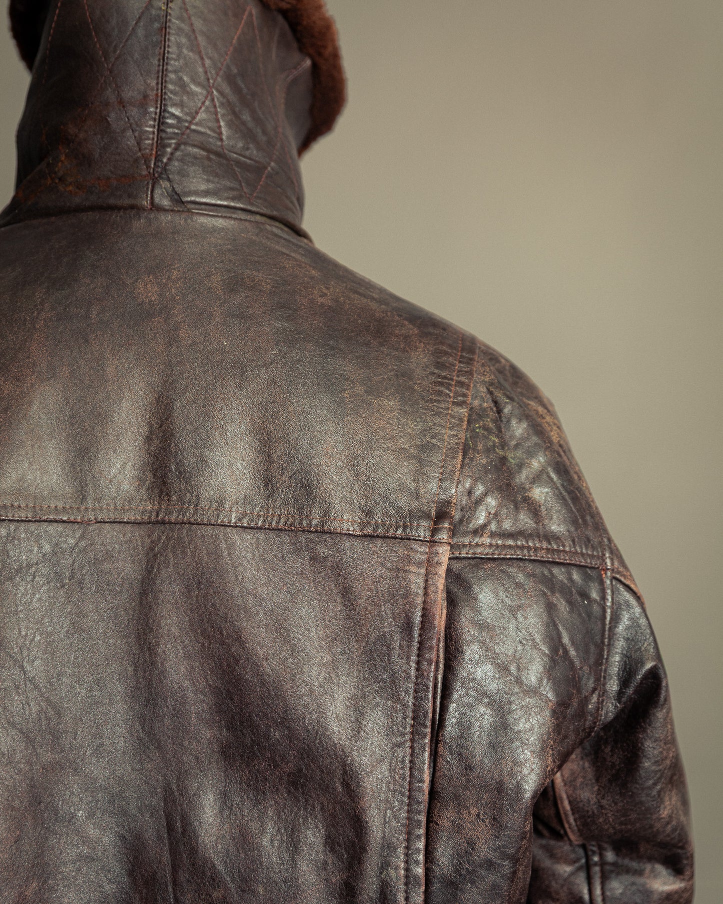 Vintage 1972 Japanese Air Force Leather Flight Jacket - Large (44)