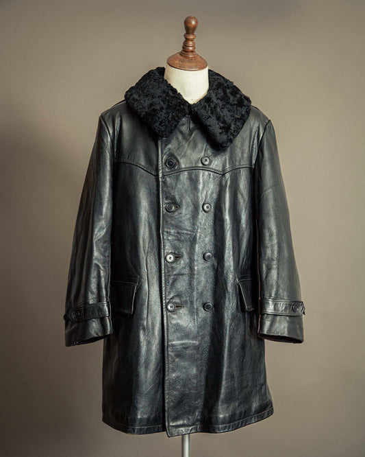 Vintage 1940s Swedish Officers Goatskin Leather Trench Coat - Medium (42)