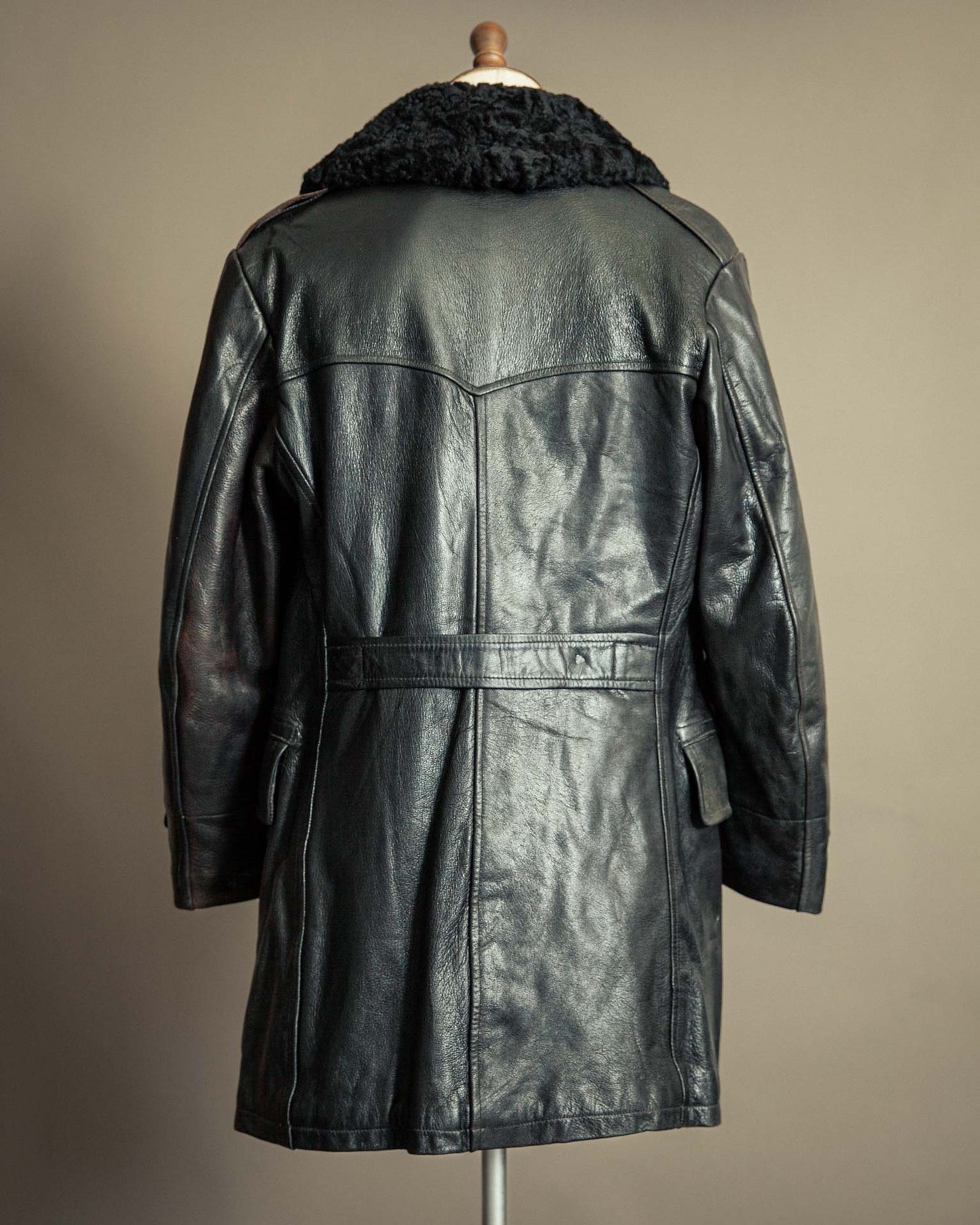 Vintage 1940s Swedish Officers Goatskin Leather Trench Coat - Medium (42)