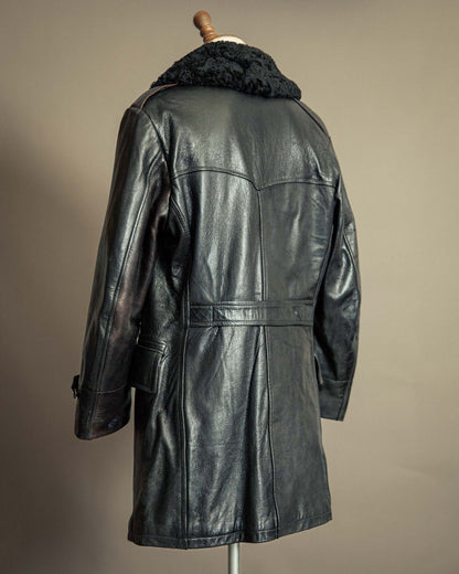 Vintage 1940s Swedish Officers Goatskin Leather Trench Coat - Medium (42)