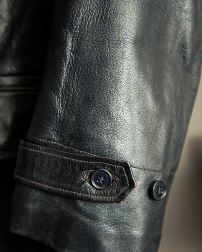 Vintage 1940s Swedish Officers Goatskin Leather Trench Coat - Medium (42)