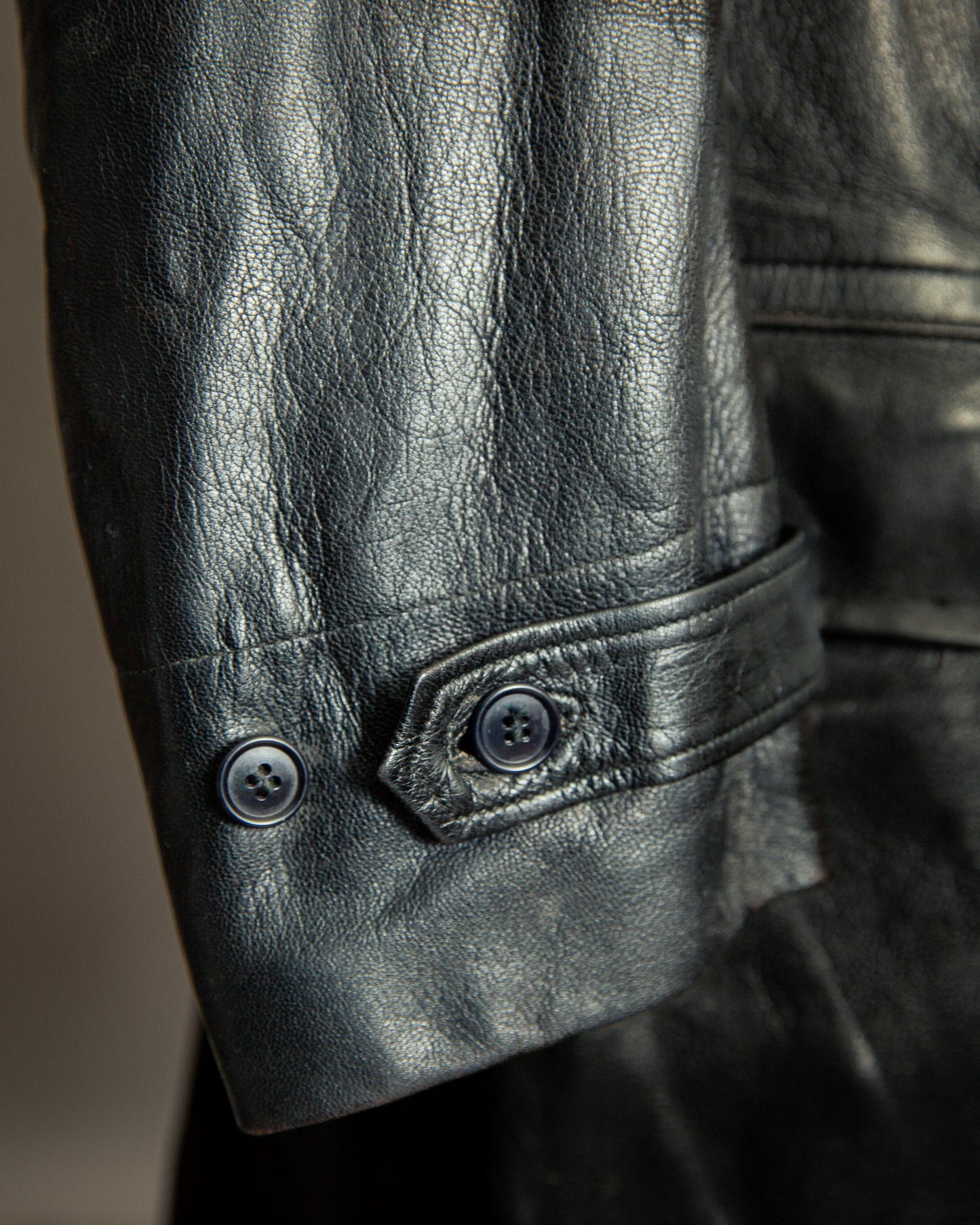 Vintage 1940s Swedish Officers Goatskin Leather Trench Coat - Medium (42)
