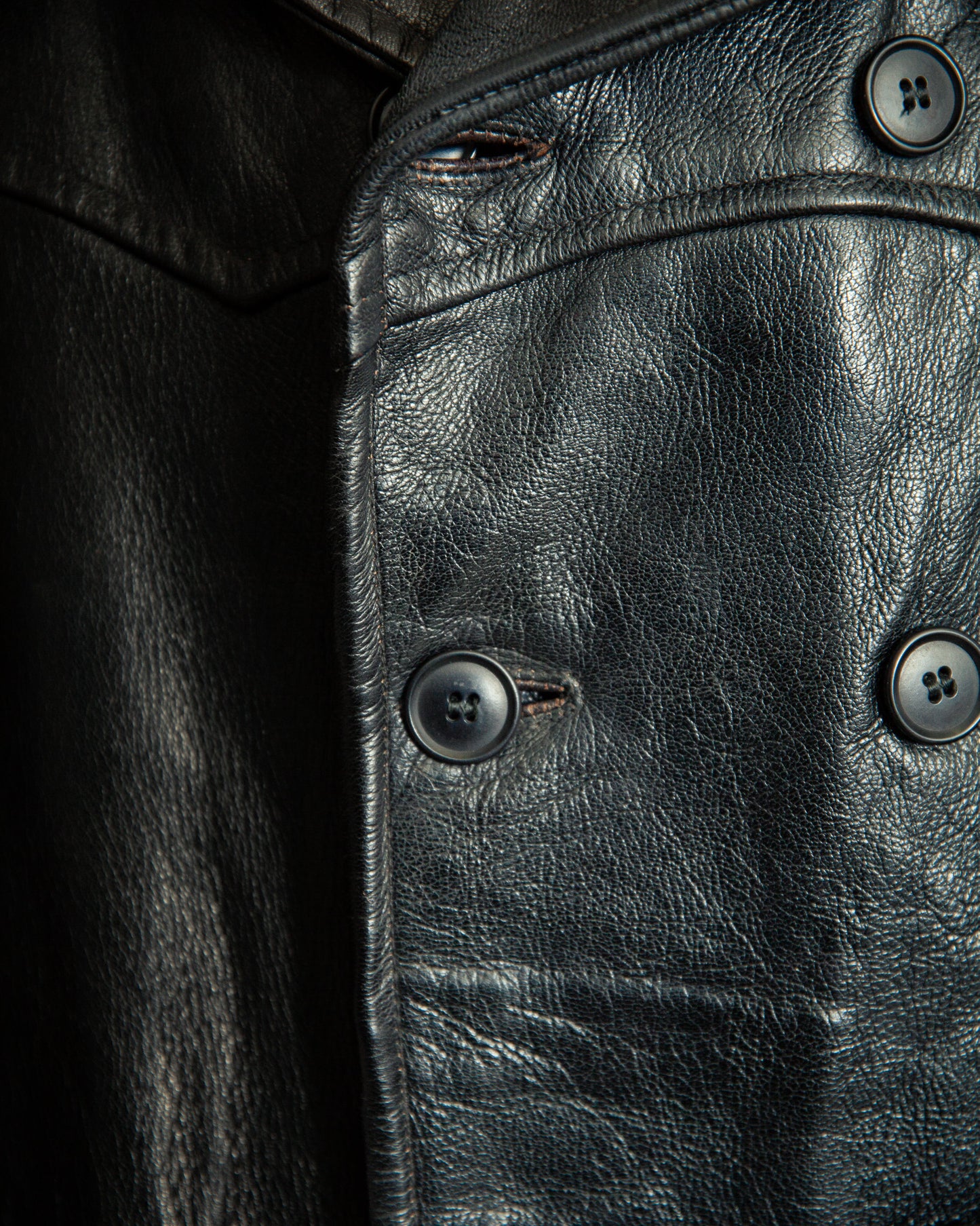 Vintage 1940s Swedish Officers Goatskin Leather Trench Coat - Medium (42)