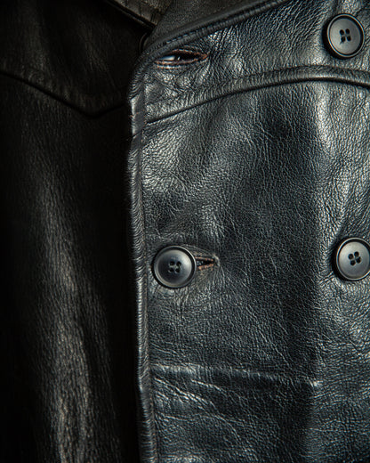 Vintage 1940s Swedish Officers Goatskin Leather Trench Coat - Medium (42)