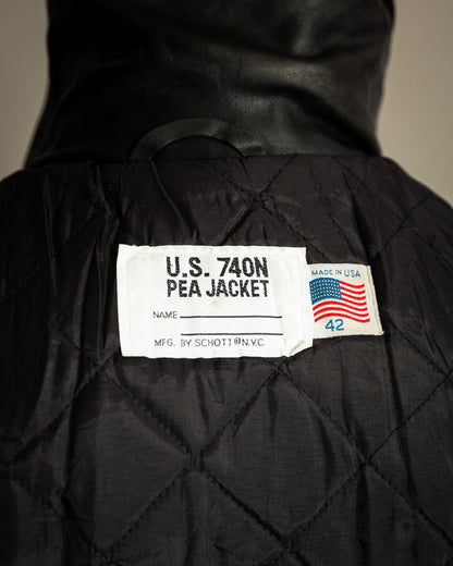 Schott NYC U.S. 740N Leather Pea Coat – Medium (42)