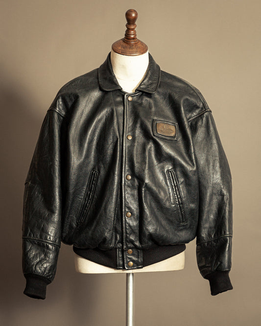 Vintage 1980s Kudsak Black Goatskin Bomber Jacket - Large (44)